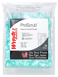 WIPES, HEAVY DUTY, WYPALL POWERCLEAN, PROSCRUB, FABRIC, 75 WIPES/BOX, 6/CT MAIN